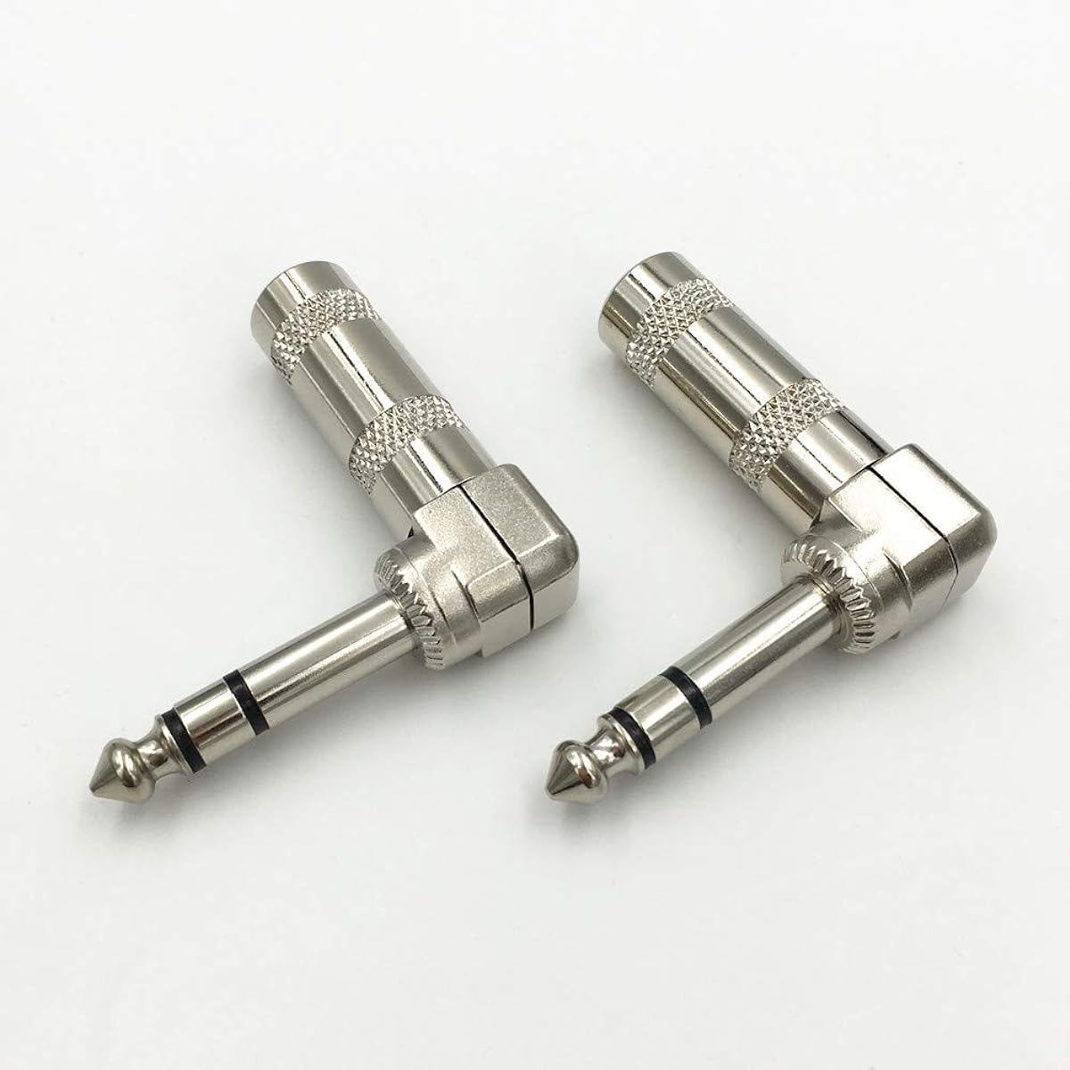 Stereo Plug 1/4" Audio Plug 6.35mm Plug TRS Male 1/4" Solder Type Stereo Plug Right Angle Design DJ Mixer Speaker Cable Guitar Cable Phono Patch Cable Microphone Cable (Pack of 4)