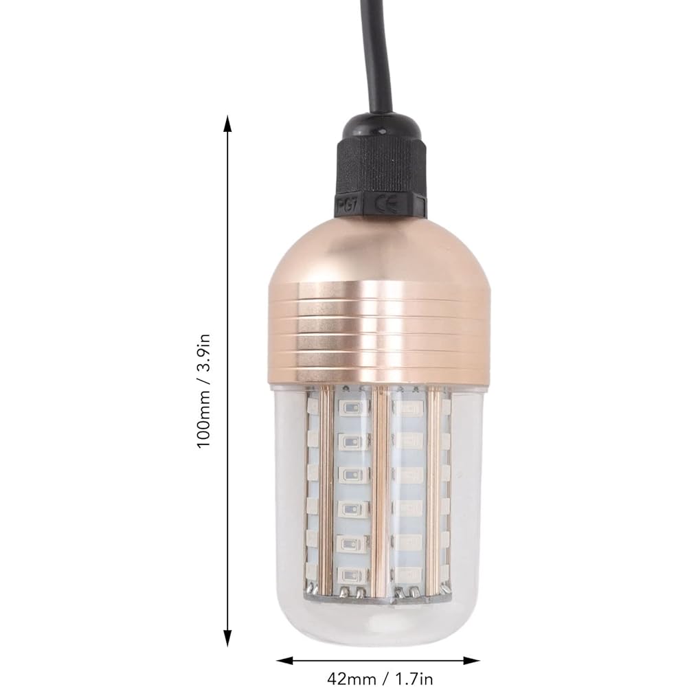 Underwater Fishing Lamp, Diving Fishing Light, Underwater Fishing Lamp, PC and Aluminum Material (White Light), IP68 Protection Level, Night Fishing Parts, Lamp Length 100mm/Diameter 42mm/Cable Length 8m