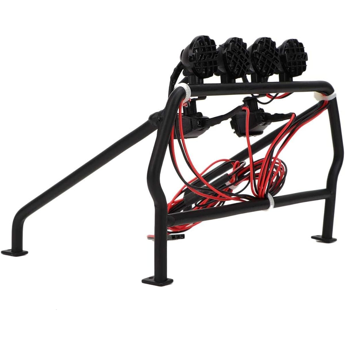 Tbest RC Roll Cage RC Car Metal Roll Cage Bucket with 6 LED Lamps 1/10 RC Vehicle RC Light Bar Roll Bar 1 10 Rc Axial Roll Cage for 1/10 RC Rear Cage