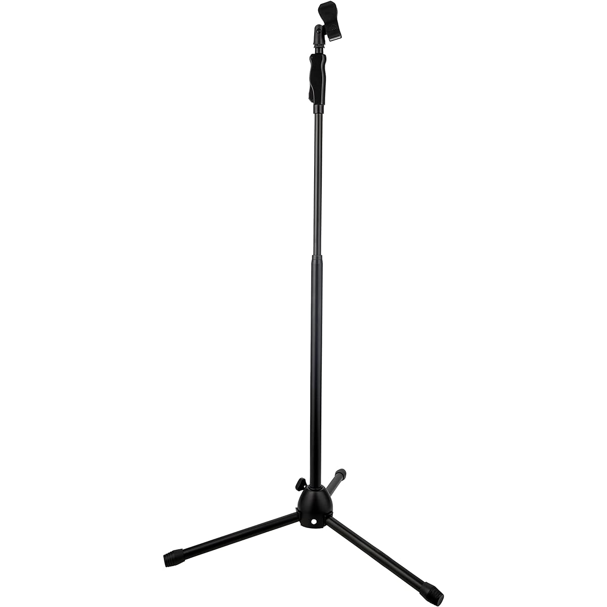 Clef Audio Labs Tripod Microphone Stand - Heavy Duty - Telescoping boom arm and ergonomic one-handed clutch for easy height adjustment - Cable management clip and carrying bag included - Black