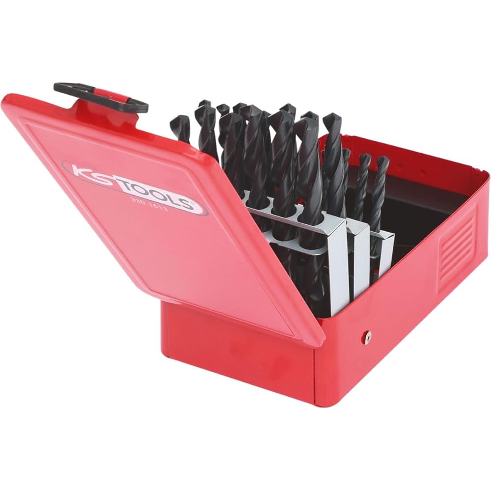 KS TOOLS HSS-R Twist drill set in metal case 25 pcs 1-13mm 330.1613