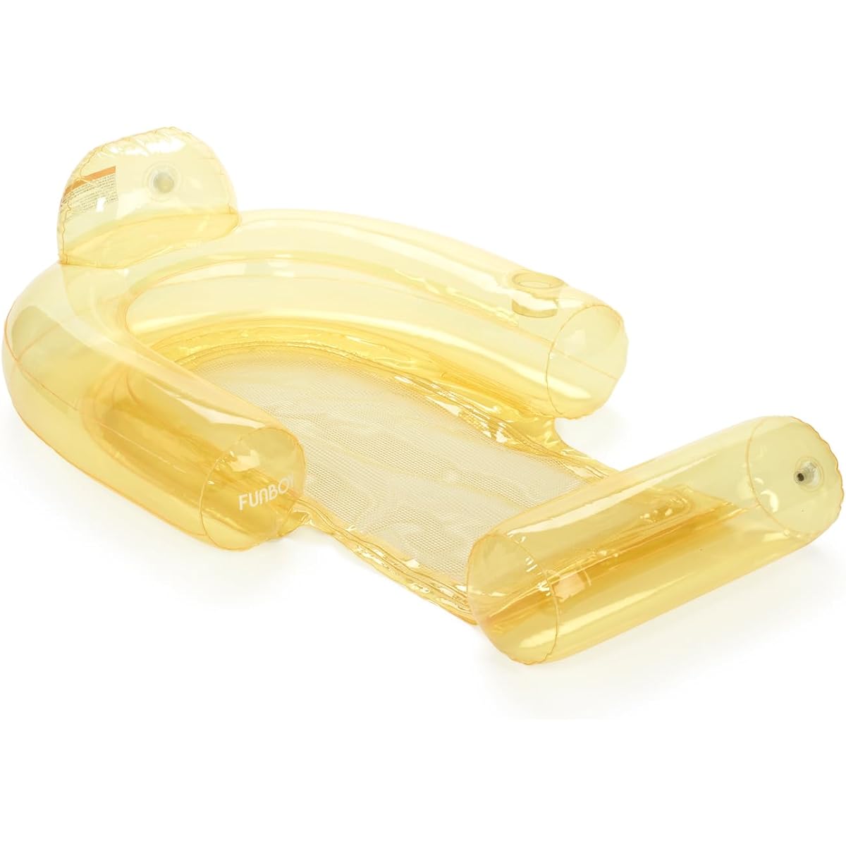 FUNBOY Clear Yellow Mesh Chair 2-in-1 Water Chair with Cooling Mesh and Water Hammock with Inflatable Pool Float