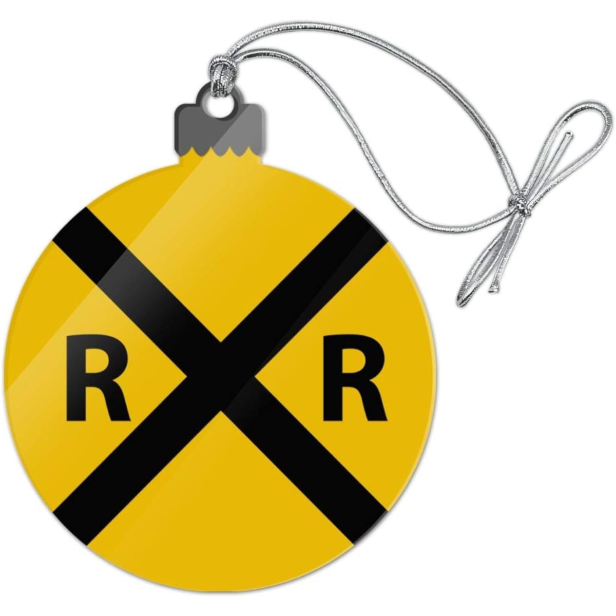 Railroad Crossing Acrylic Christmas Tree Holiday Ornament