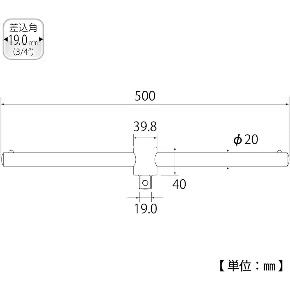 Top (TOP) Sliding T-handle Square drive can be placed in any position. Drive angle 19.0mm ST-6 Tsubamesanjo Made in Japan