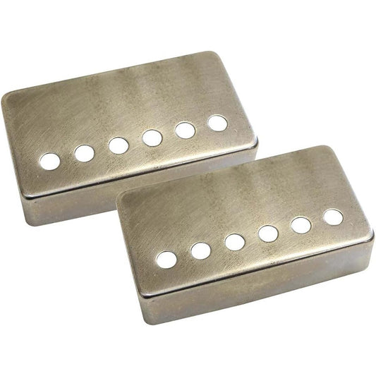 Scud Master Relic Collection Humbucker Pickup Covers, 9.8mm Pitch, Set of 2, Nickel/Relic Finish, MRC-HBPCN-SET