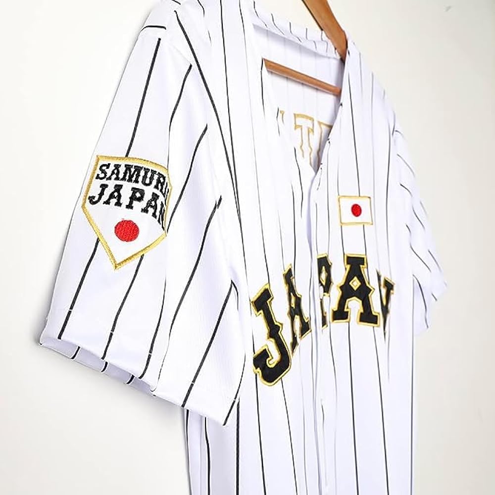 [KLIVYA] Shohei Otani Uniform Children Size 2023 WBC Uniform Samurai Japan Baseball Shohei Otani Hand Name Uniform Number 16 Baseball Short Sleeve Cheer (Children 120, Embroidery Style)