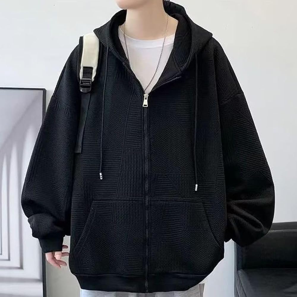 [FJLTDCP] Men's Long Sleeve T-Shirt, Large Size, Autumn, Winter, Plain, Waffle, Stylish, Hoodie, Men's T-Shirt, Men's Autumn Clothes