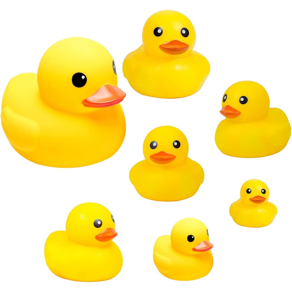 CICITOYWO 7 Pcs Yellow Rubber Ducks Preschool Big Bath Toys Bathtub Floating Squeaky Ducky Gifts for Baby Shower Toddler Kids Infant Party Decorations (M)