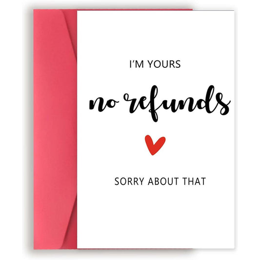 Asmallgf Funny Anniversary Cards for Him, Her, Romantic Valentine's Day Gifts, Happy Love Gifts for Husband or Wife, I'm Yours No Refunds Sorry About That