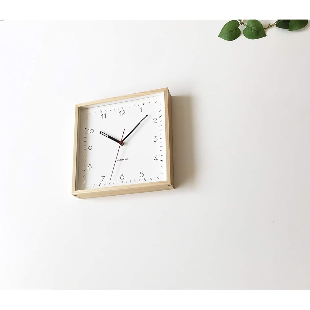 KATOMOKU Square clock 3 Hinoki radio clock sweep km-114NARC natural
