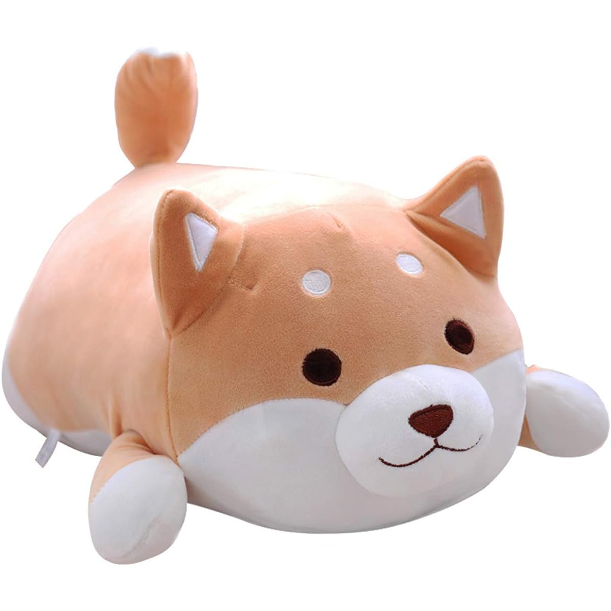 Shiba Inu Plush Pillow Soft Cute Corgi Stuffed Animal Doll Toy Gift Valentine Christmas Birthday Bed Sofa Chair Brown Round Eyes 21.3 Inch