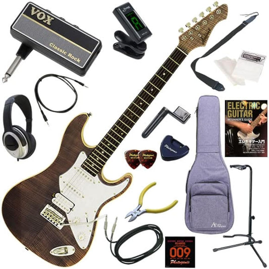 AriaPro2 Electric Guitar Beginner's 16-piece set including headphones, guitar and amPlug2 amplifier 714-AE200/LV (lavender)