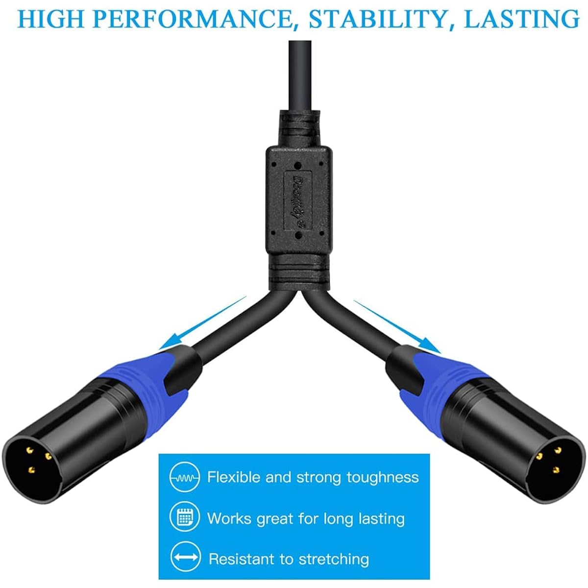 XLR Splitter Cable 1 XLR Female to 2 XLR Male Patch Y Cable Balanced Mic Splitter Cord Audio Adapter (11.8")