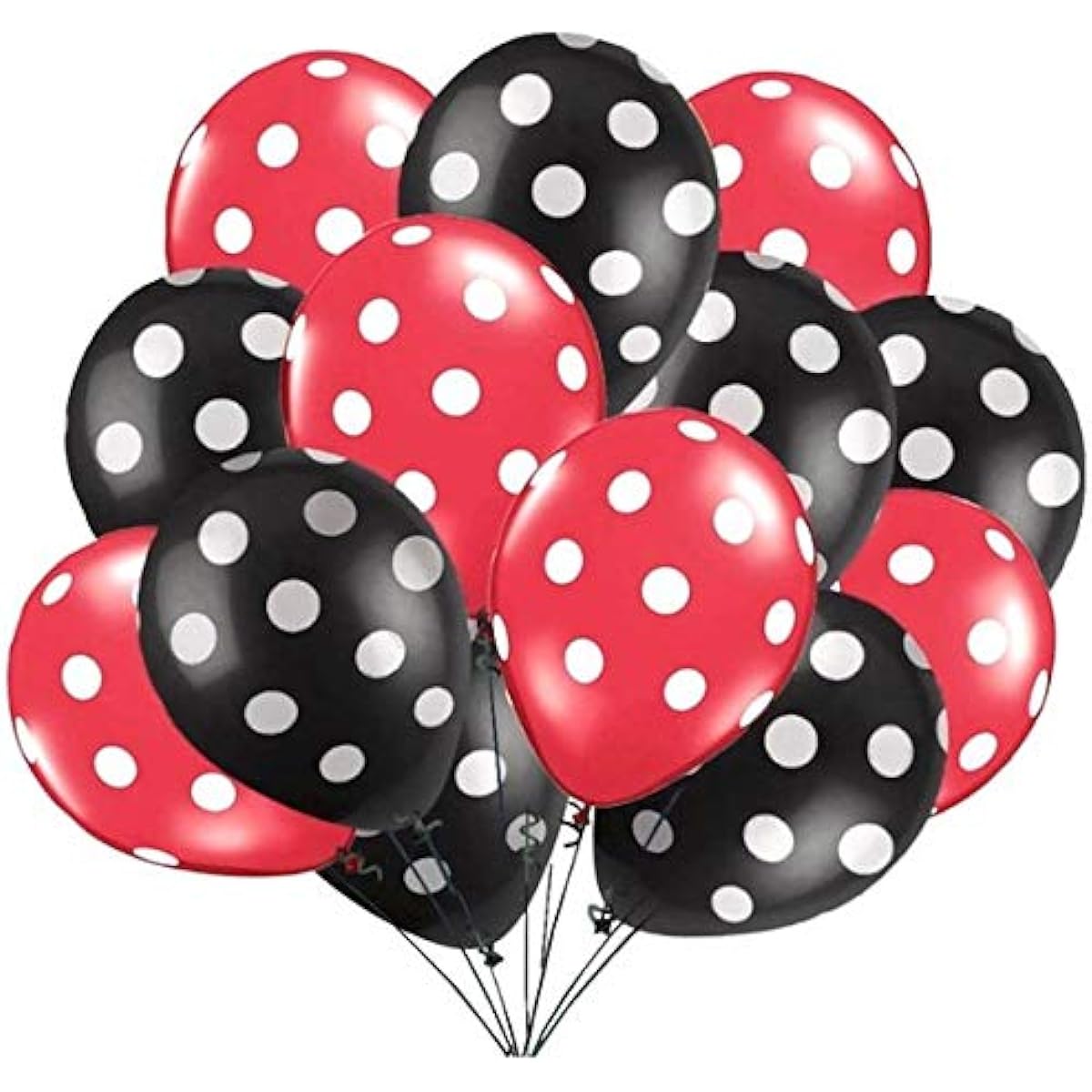 Fascola Latex Balloons 12 Inch 100pcs Black Red White Polka Dot Balloons for Wedding Birthday Party Decoration