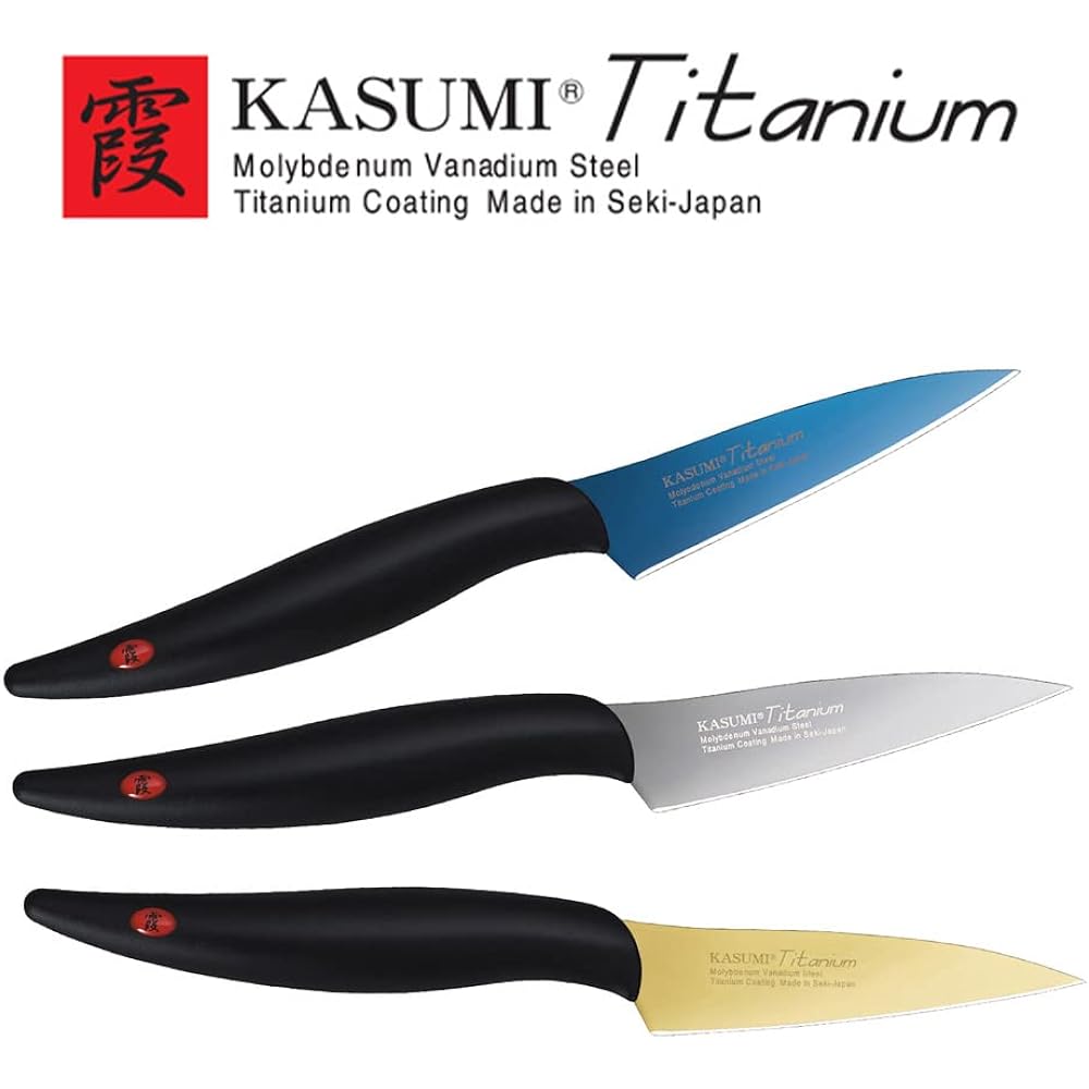 SUMIKAMA Kasumi Knife Titanium Coated Fruit Knife Made in Japan 8cm Compact Fruit Specialized Decorative Cut Rust Resistant Sharpness Color Gray Made in Seki City KASUMI 22008/GR