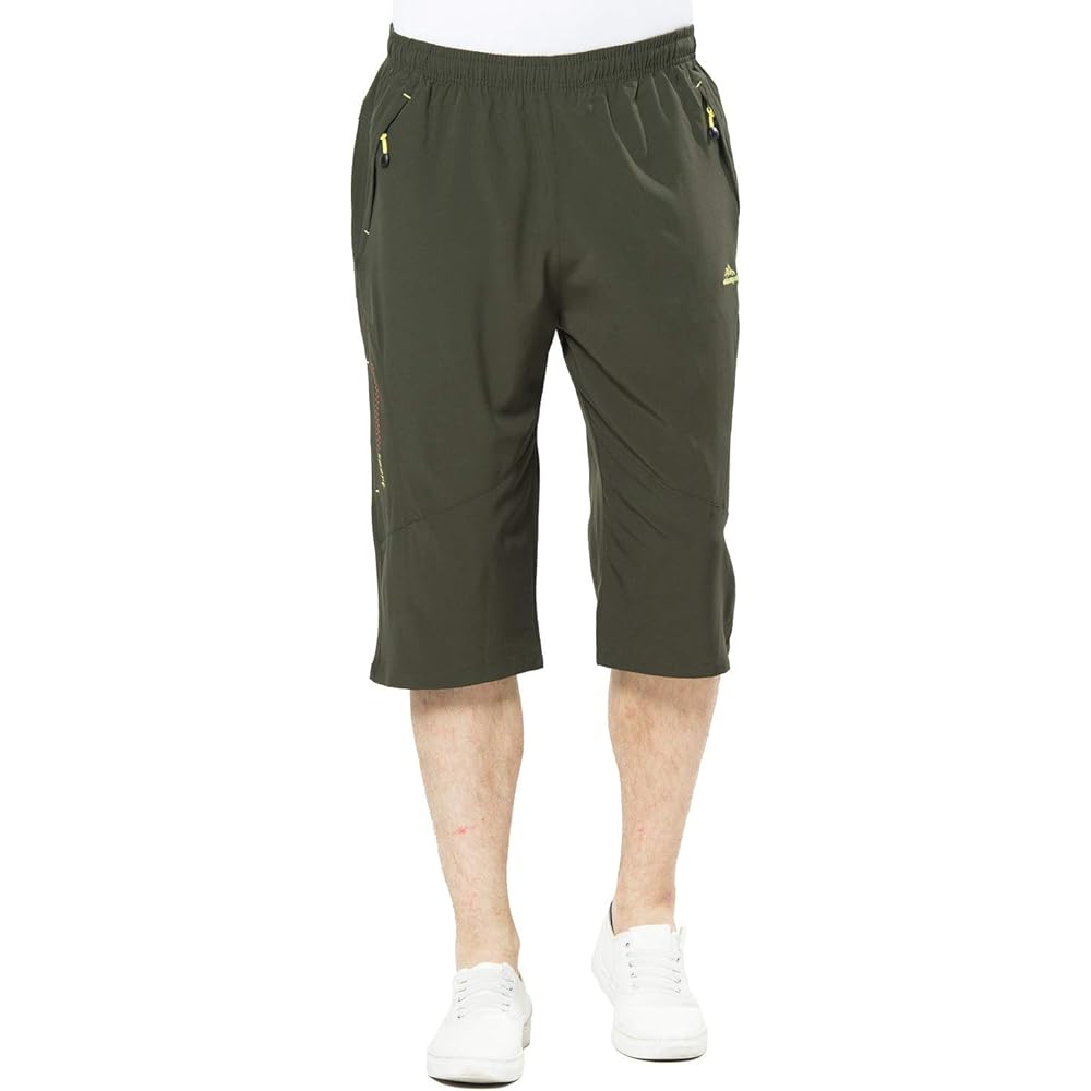 Shorts, Men's Sports, Cycling Pants, Shorts, 3/4 Length, Climbing, Outdoor, Sweat Absorbent, Quick Drying, Water Repellent