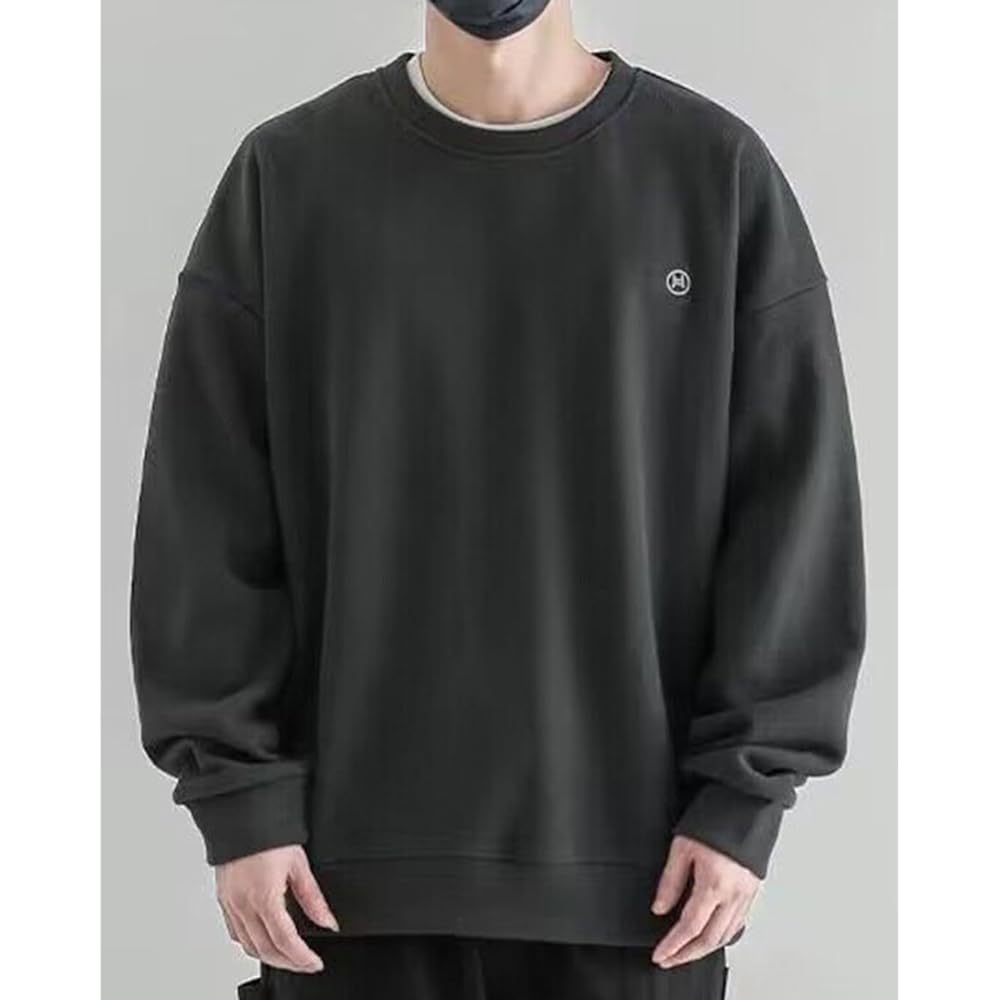 [ODFMCE] Men's Sweatshirt, Long Sleeve, Spring, Plain, Casual, Stylish, Loose, Large Size