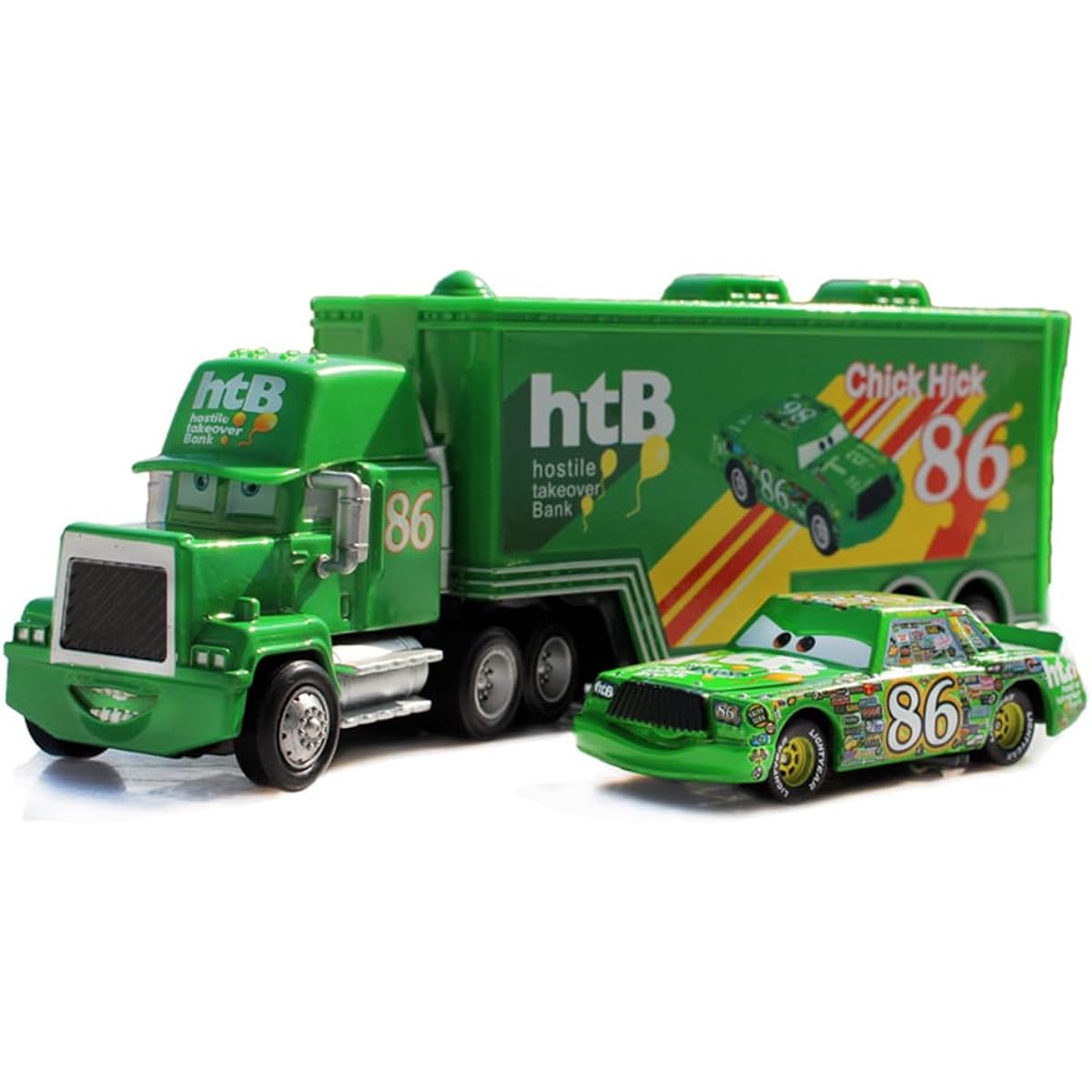 Flmenunu Movie Car Toy 1:55 The King& Chick Hicks & Mack Truck Uncle Diecast Vehicle Toy Set