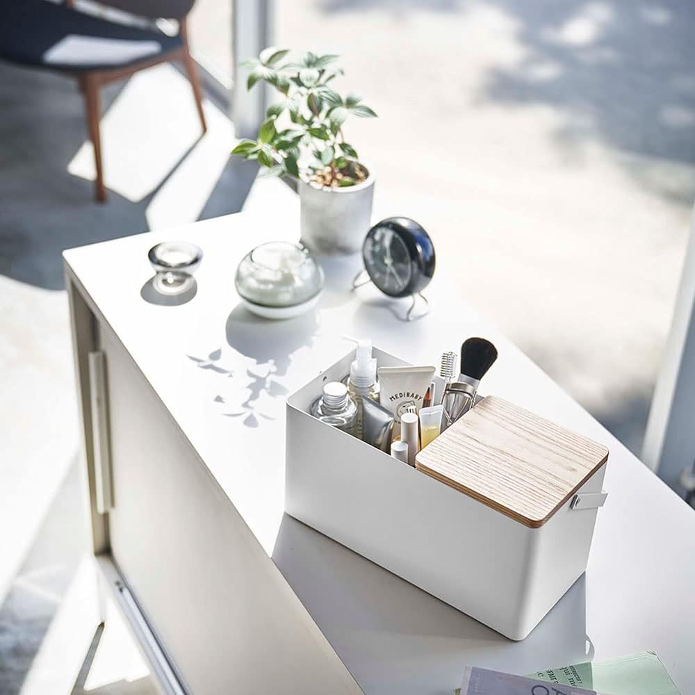 Yamazaki Jitsugyo Makeup Box White Approx. W31XD15 (including handle) XH15.5cm Tower Portable with handle 5453