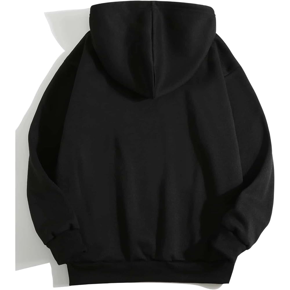 GORGLITTER Women's Parka, Fleece-lined Sweatshirt, Hooded, Pullover, Warm, Body Covering, Loose, Hoodie, Long Sleeve, Alphabet, Slimming, Casual, Daily Sports, Spring, Autumn, Winter