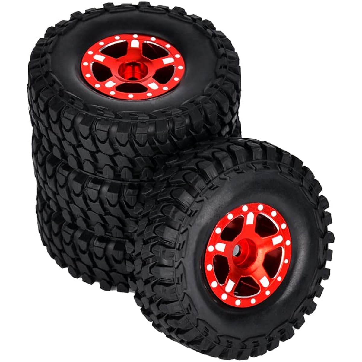 AXIAL SCX24 AXI00006 AXI90081 AXI00002 AXI00001 4pcs Metal Wheel Hub Rubber Tires for 1/24 Mini RC Model Car Crawler (1 Red)