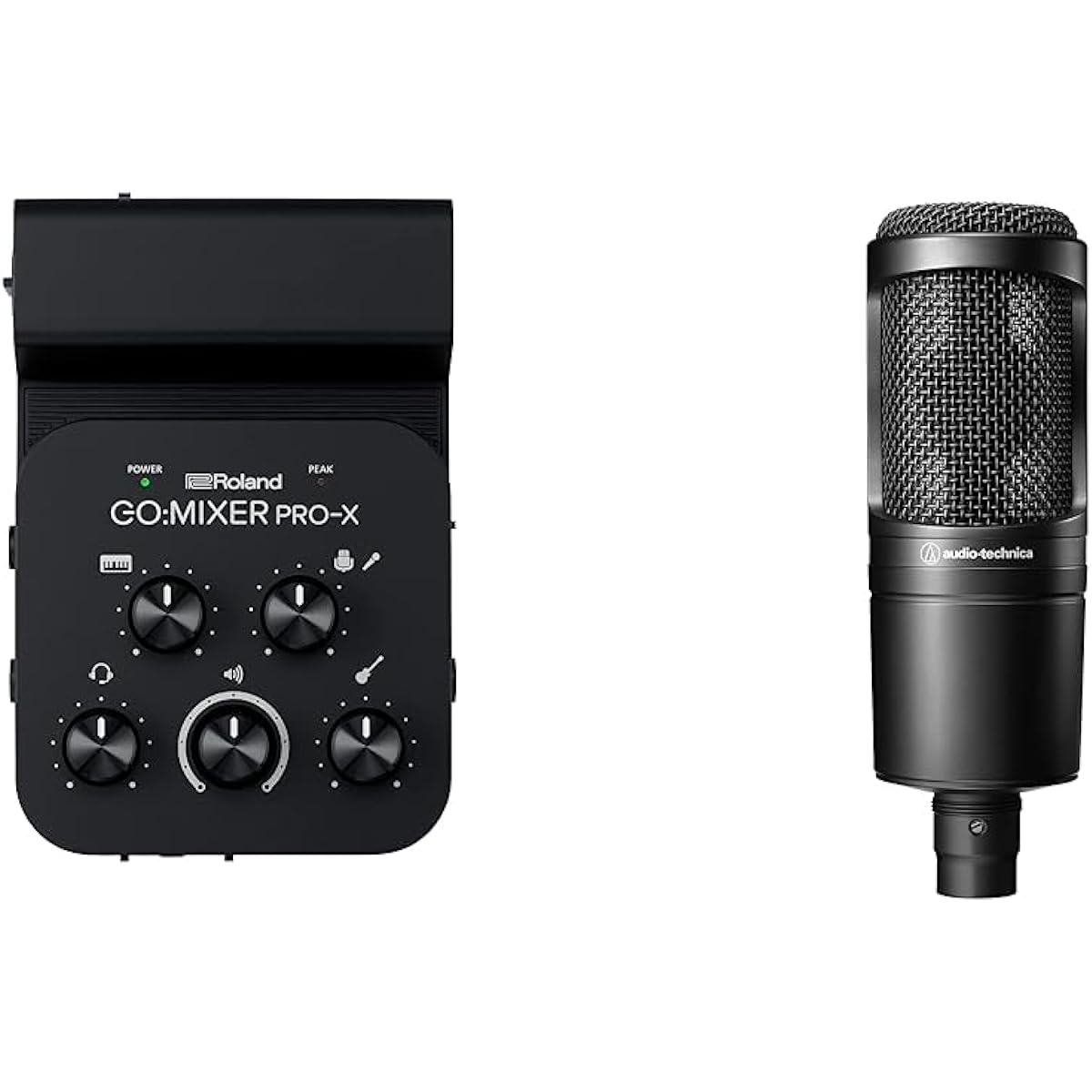 [Set purchase] Roland Audio Mixer Roland GO:MIXER PRO-X & Audio-Technica Condenser Microphone XLR AT2020 Video Streaming, Home Recording, Podcasts, Live Commentary, DTM, Microphone [Domestic Genuine Product] AT2020 Black