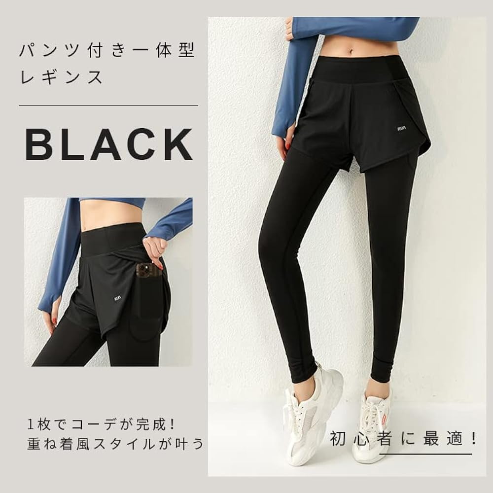 [MORGEN SKY] Women's Jogger Pants, Yoga Pants, Leggings, Shorts, Shorts, Quarter Length, Spats, One-piece Loungewear, Gym, Yoga Wear, Fitness, Sports, Training, with Pockets, High Waist, Beautiful Legs, Stretch, Breathable, Quick Drying CK115