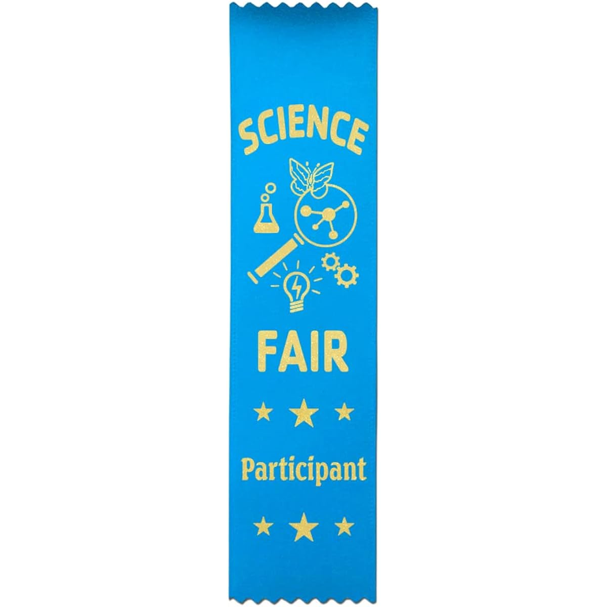 RibbonsNow Science Fair Participant Ribbons - 100 Bright Blue Bookmark Style Ribbons