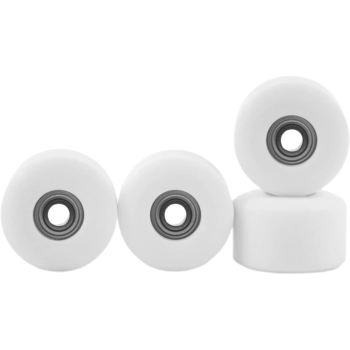 Teak Tuning Apex 61D Urethane Fingerboard Wheels - Street Shape 7.7mm Diameter - Ultra Spin Bearings - Made in the USA - White Snow Colorway