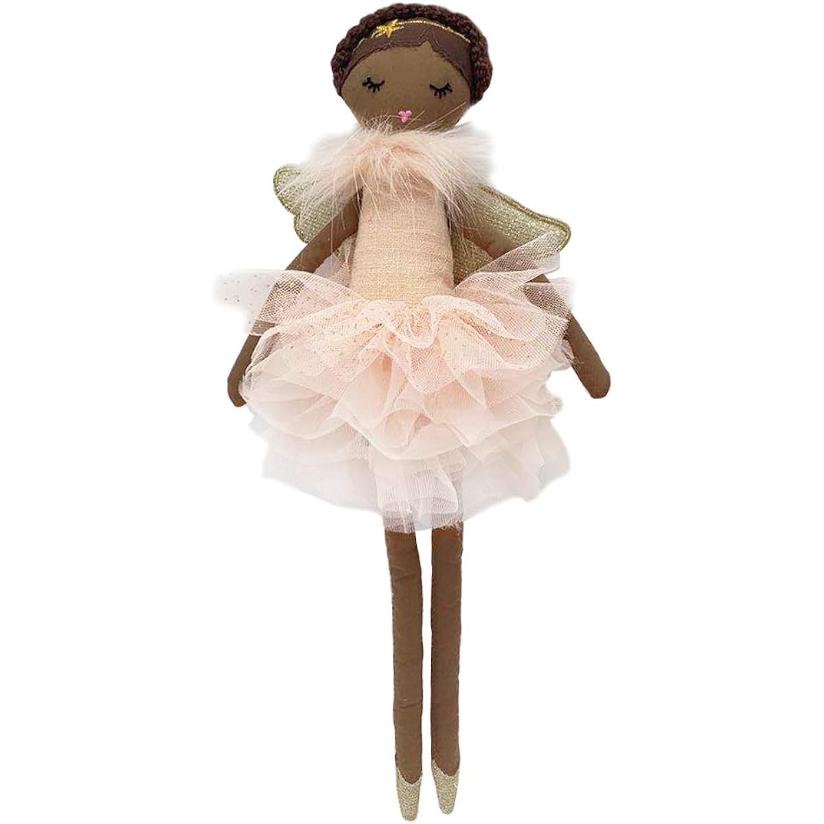 MON AMI Ada Pink Angel African American Doll Soft Elegant Stuffed Animal, Exquisite Stuffed Animal for Kids and Toddlers, Use as Toy or Room Decoration, Gift for Kids, Pink 15 Inch Valentine's Day Gift