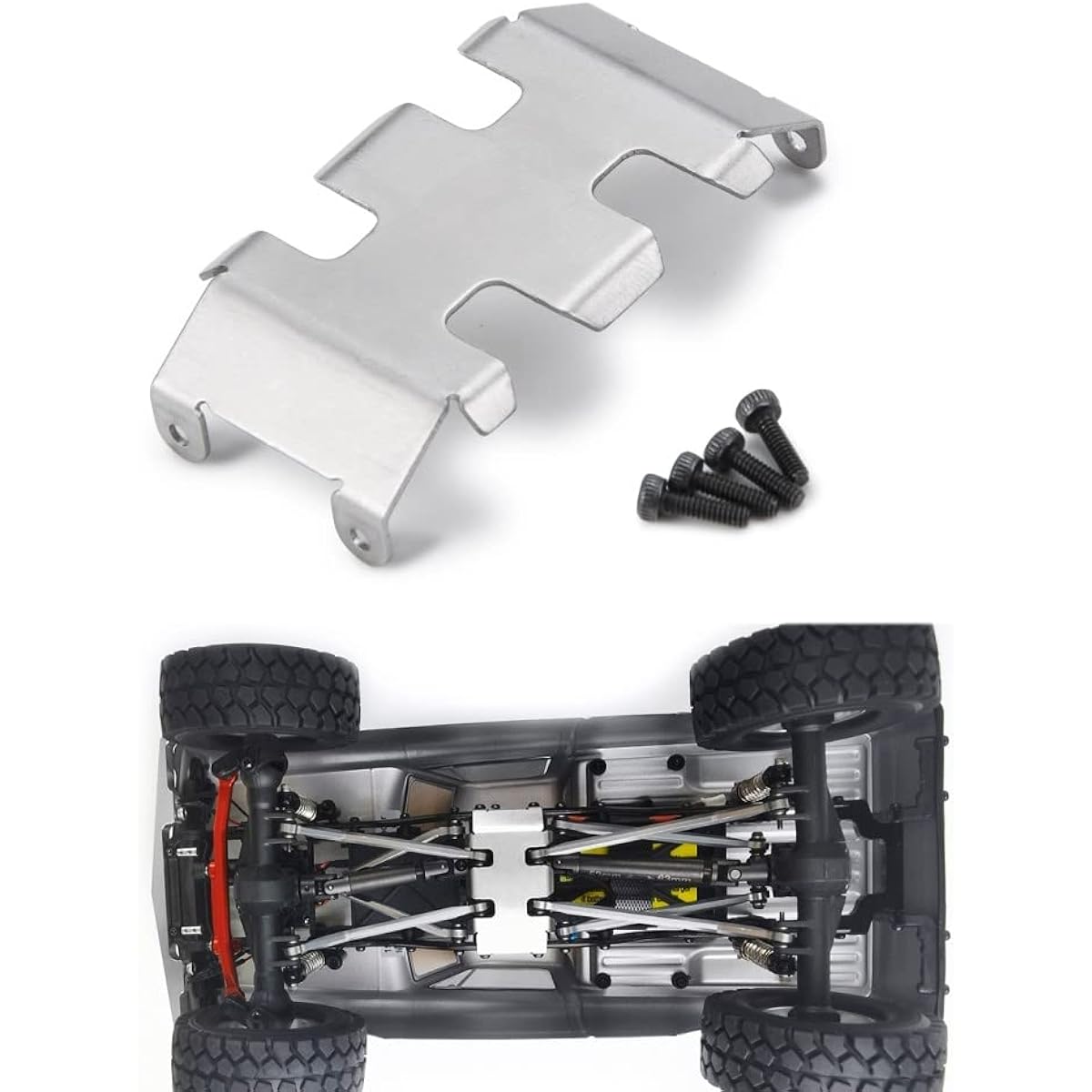 RCLions Stainless Steel Center Skid Plate Protection Plate Chassis Guard Axial SCX24 AXI90081 Upgrade Parts 1:24 RC Crawler Car