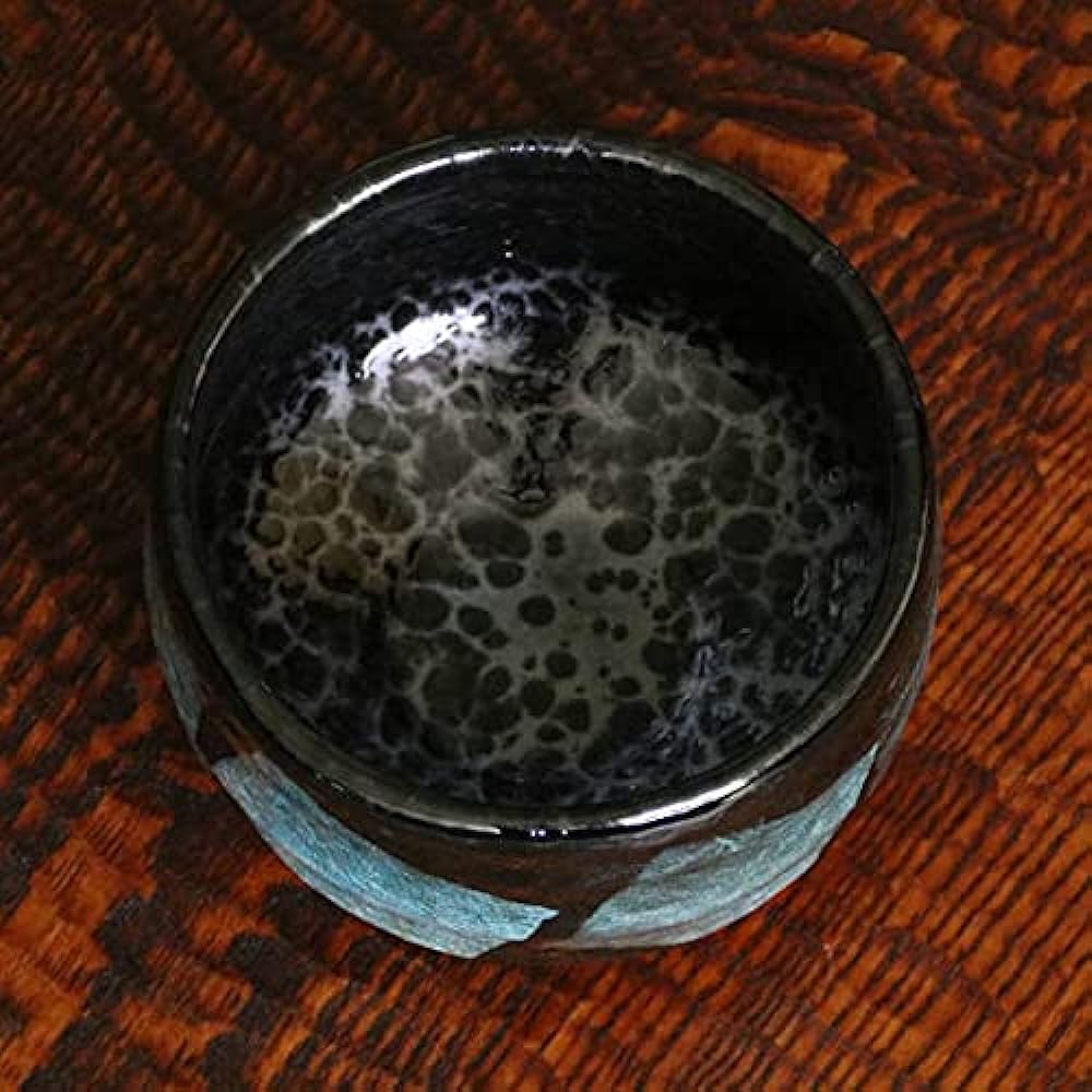 (Limited stock) Kutani ware Matcha bowl, Tenmoku Ginsai, light blue (with presentation box), pottery, made in Japan