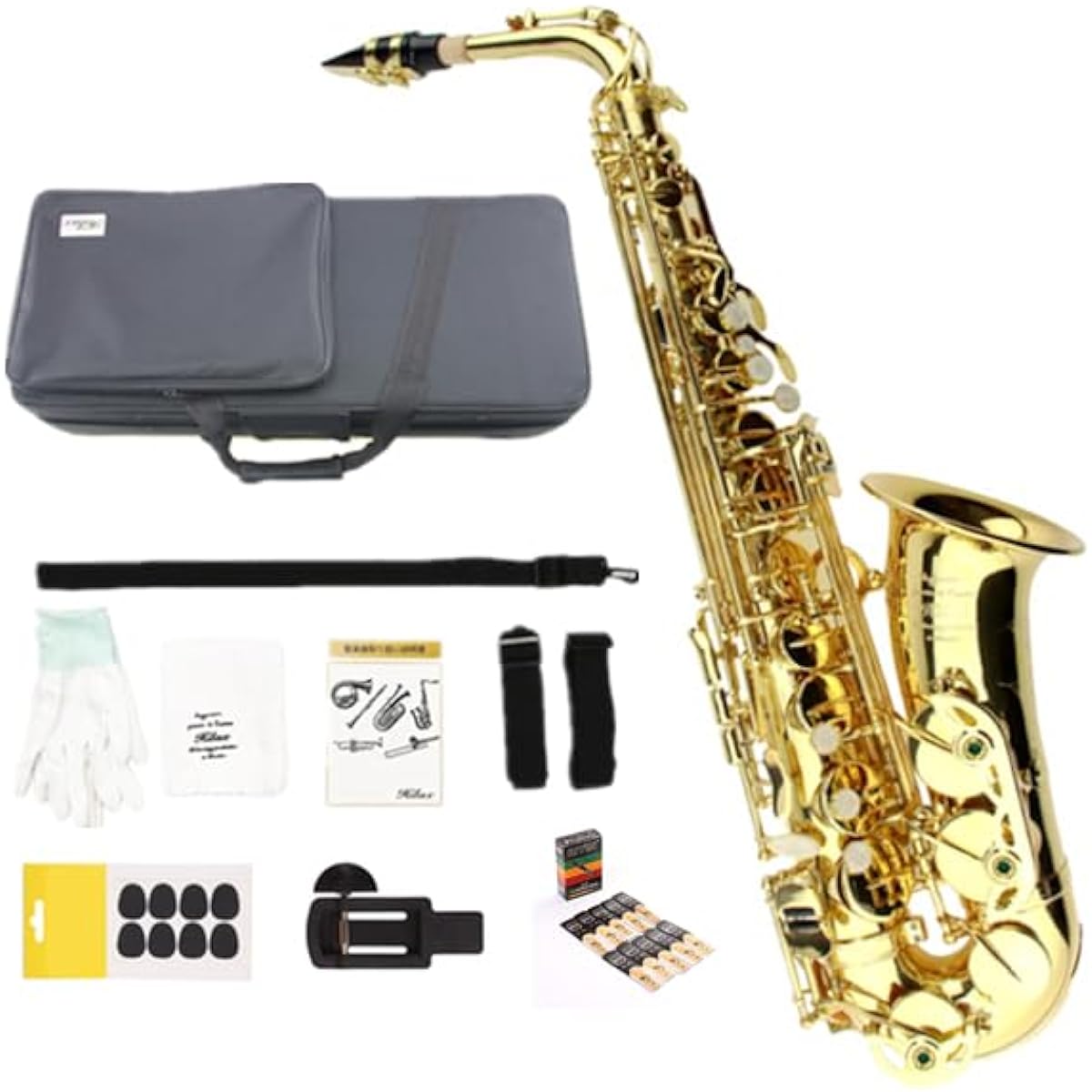 [Hilax] Beginner Introductory Alto Saxophone HAS-703 (Gold Luxurious Hand Engraving) (Japanese Instruction Manual Included)