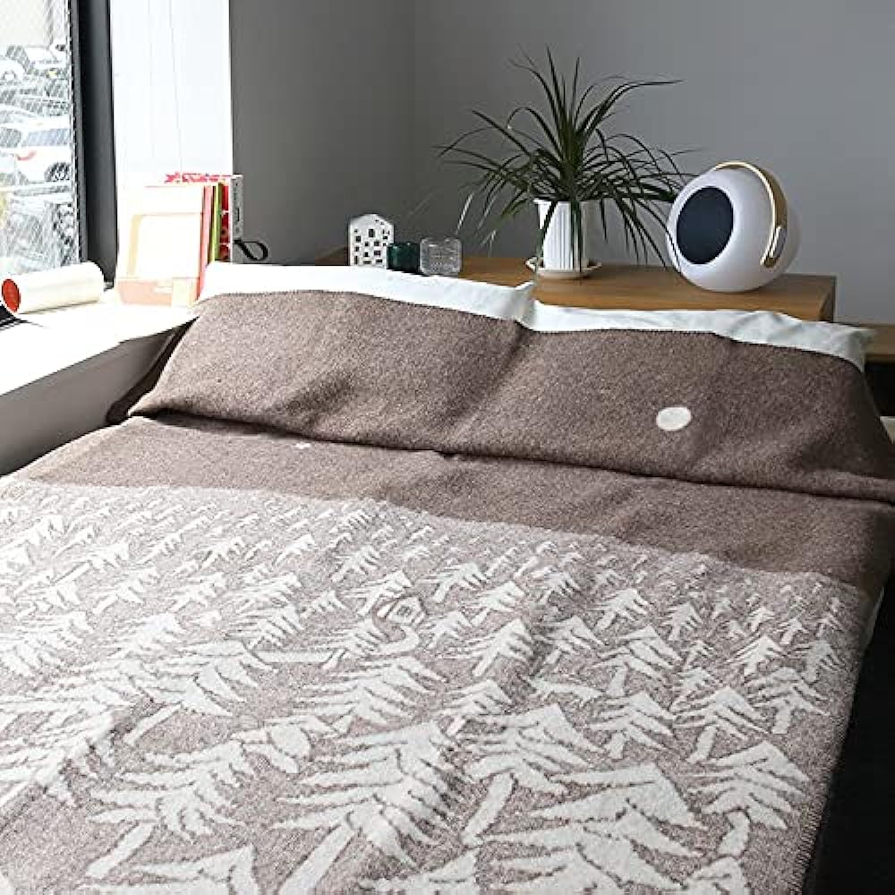 KLIPPAN x Mina Perhonen 225103 Wool Single Blanket House in the Forest 130 x 180cm Brown [Parallel Import]