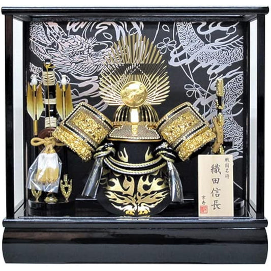 Kyoju May Doll Helmet Decoration with Bow and Sword Width 43 x Depth 28 x Height 41cm No. 12 Oda Helmet Case Decoration YN53658GKC