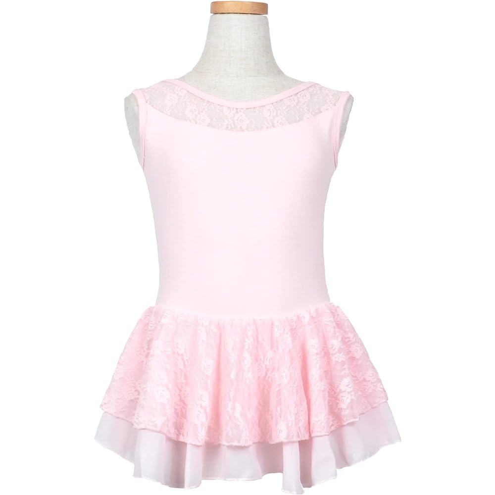 [michelle mica] Elegant Lace Ballet Leotard 110 120 130 140 Cotton Chiffon Skirt Camisole Sleeveless Sleeveless Ruffle Kids Junior Children Children