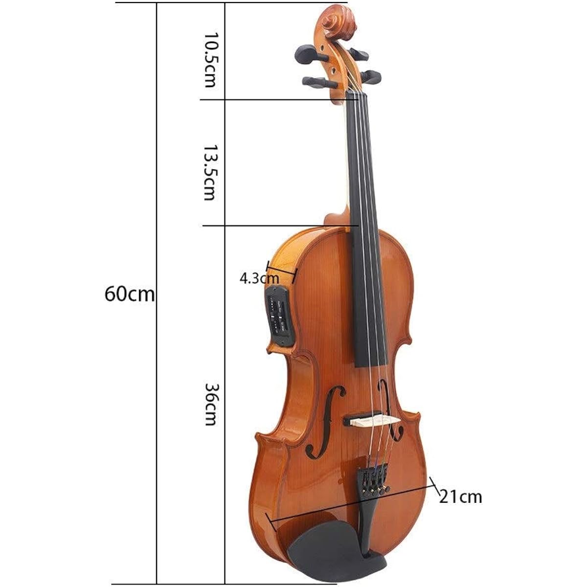 Violin 4/4 Full Size Natural Acoustic EQ Violin Fiddle Solid Wood Spruce Faceboard 6.35mm 1/4" with Connector Wire Shoulder