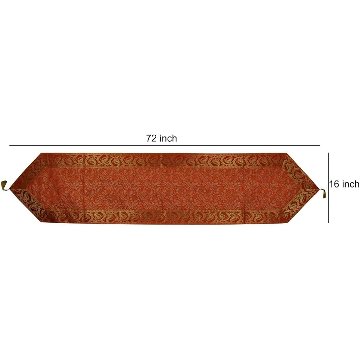 Lalhaveli Orange Wedding Table Decoration Indian Silk Table Runner 72 x 16 Inch