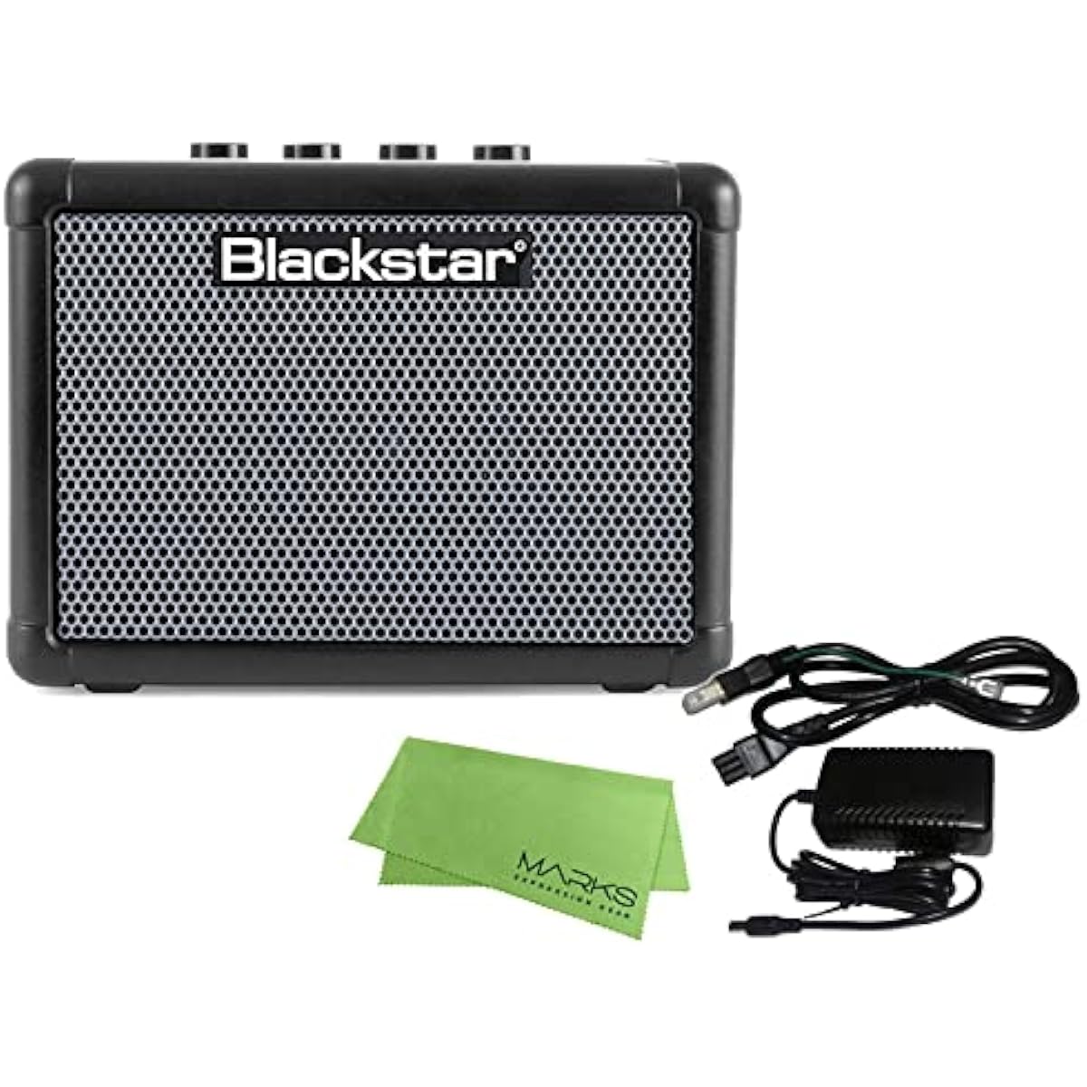 Blackstar Blackstar - Mini Bass Amplifier FLY 3 BASS + Genuine AC Adapter FLY-PSU + Marks Music Original Cross Set