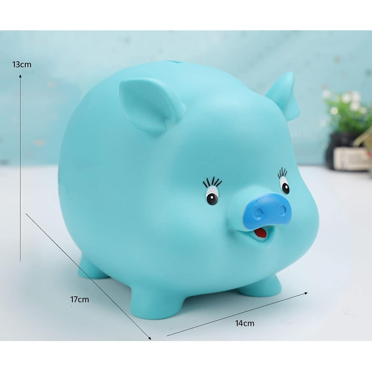 iLoveGift Piggy Bank Cute Piggy Bank Plastic Shatterproof for Boys Girls Kids Birthday Gift (Blue)