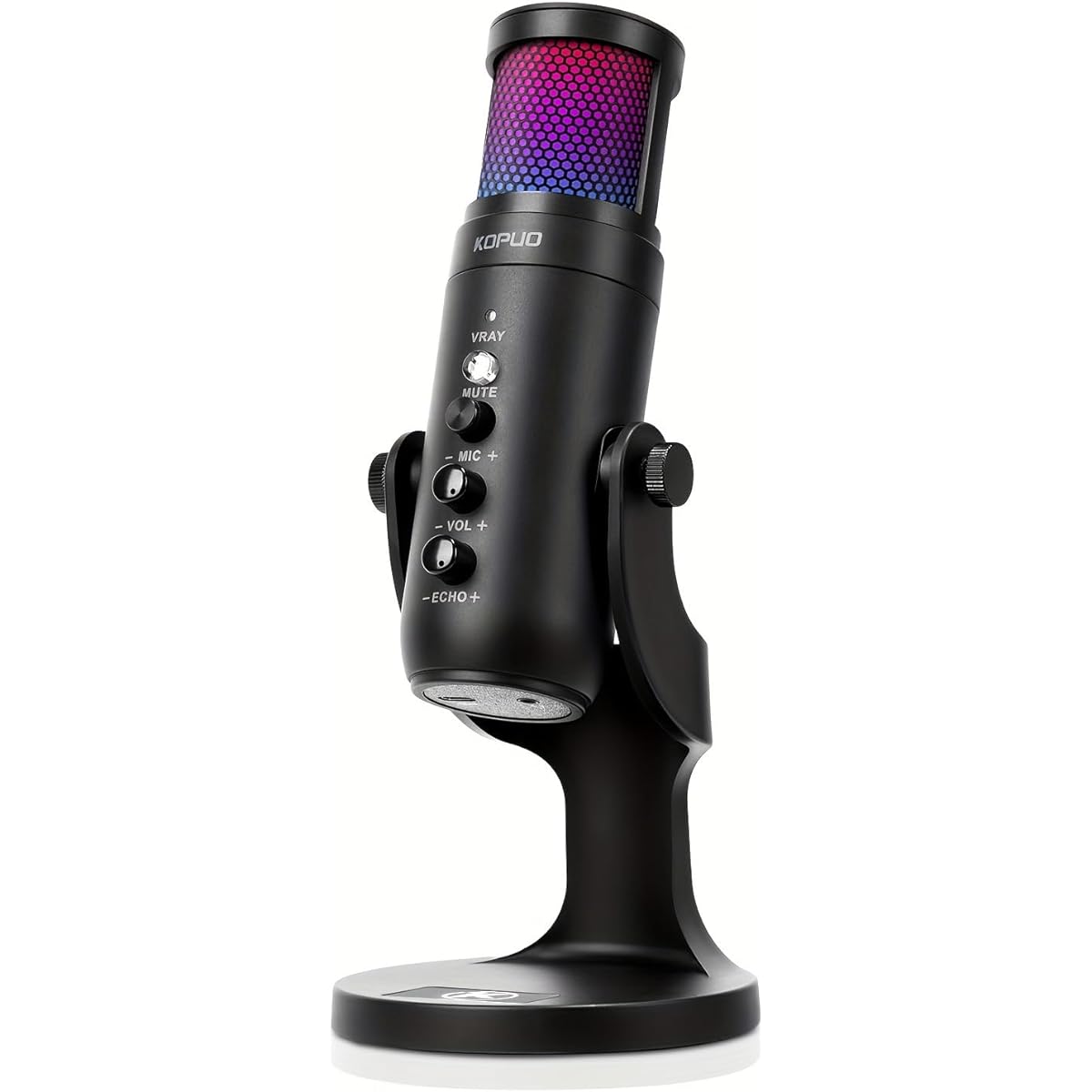 KOPUO Built-in Mute PC Dynamic Cardioid Microphone Condenser Metal Microphone with Headphone Jack Audio Blocking Technology Compatible with YouTube/Streaming/Recording/Twitch