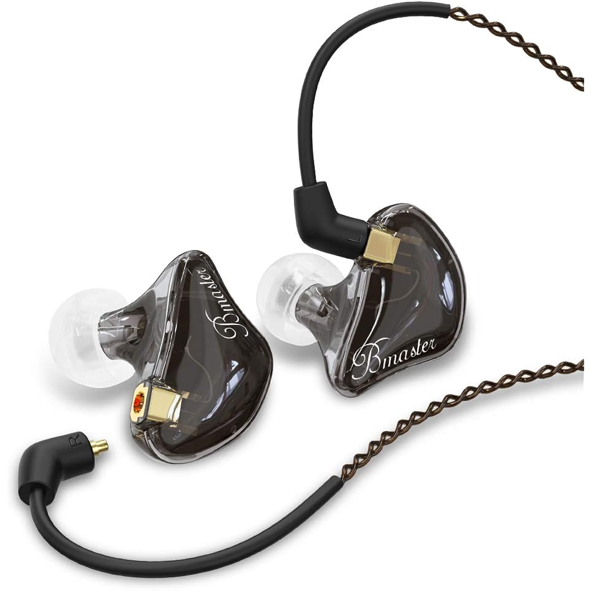 BASN Triple Driver In-Ear Monitors Bmaster In-Ear Headphones with Silver Plated MMCX Cable, Best Earphones for Musicians/Sound Engineers/DJs (Dark Brown)