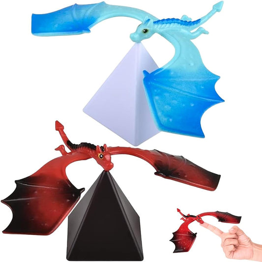 ArtCreativity Balancing Dragon Toy Figures - Set of 2 with Pyramid Stands - Stress Relief Fidget Desk Toys for Kids & Adults