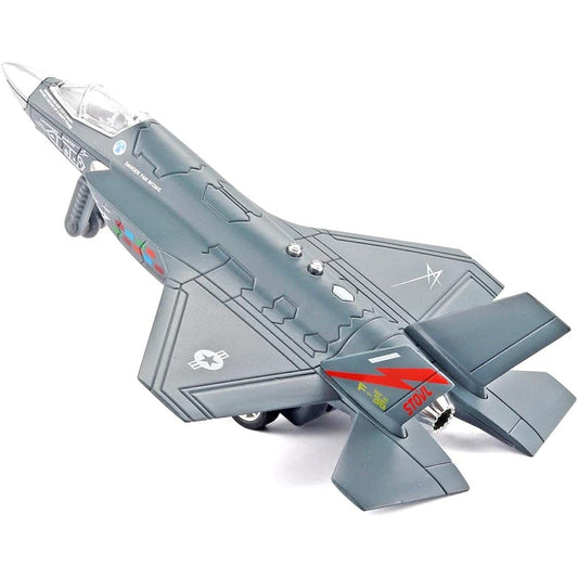 OANMYJJO Diecast F-35 Fighting Falcon Jets with Pull Back Mechanism and Lights and Sound Effects Jet Plane Fighter Toys Airplane Model for Boys Kids Boys Birthday (Grey)