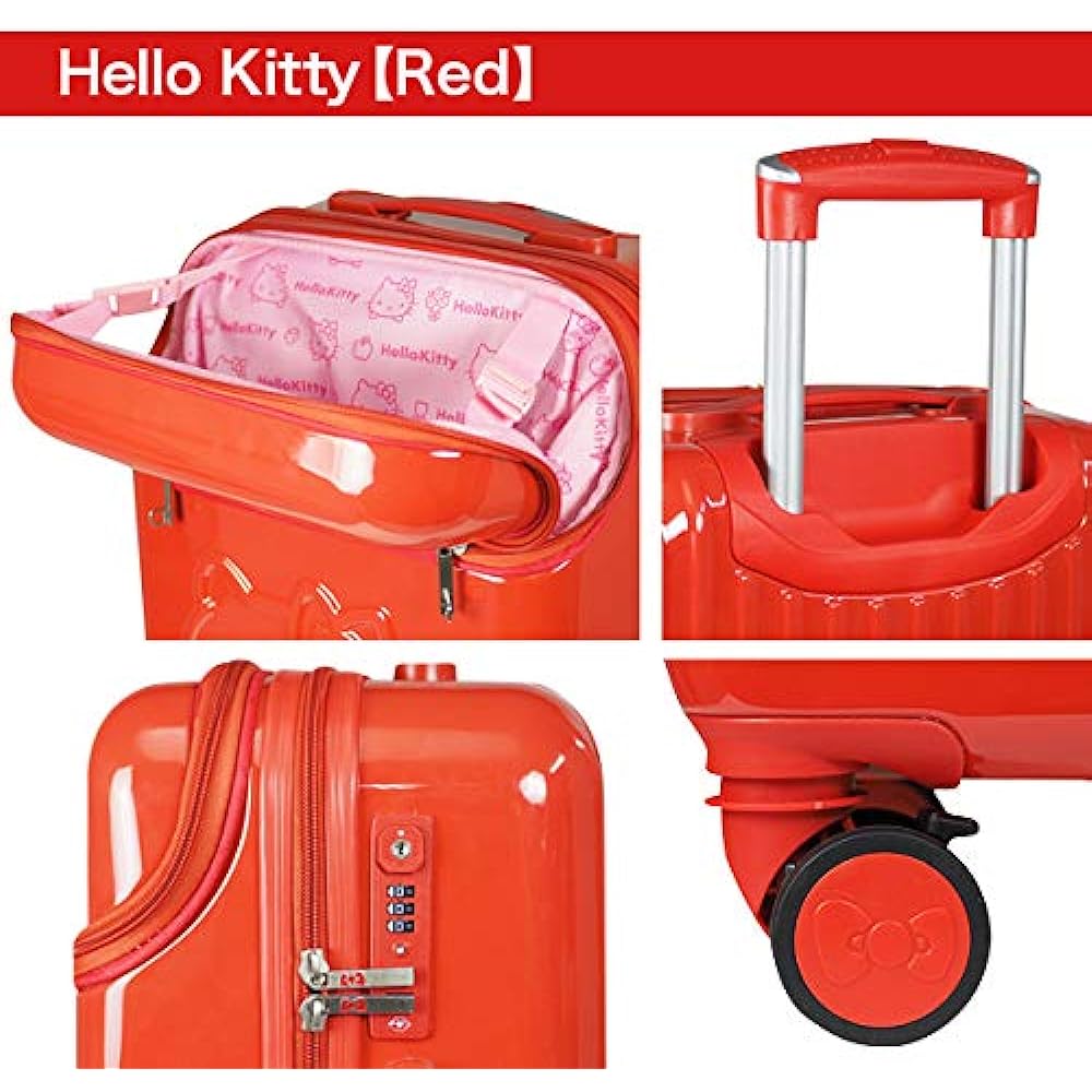 Hello Kitty 20 inch suitcase pink with front pocket HK-SUC-02-KRD