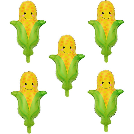 5pcs Cone Balloons Fruit Theme Balloons Corn Foil Balloons Fruit Cone Theme Decoration Fruit Balloons Summer Party Theme Decorations Hawaiian Party