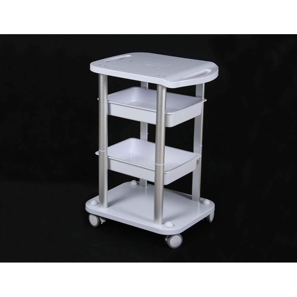 Facial Trolley Beauty Salon Cart 4 Layers Tray Sliver Color Al Frame with White ABS Wheels Elitzia ETTRO5S