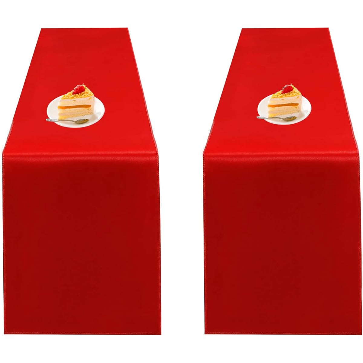 SSYAQRA Red Table Runner Satin - 2 Pack 12x108 Inch Red Runner for Tables Wedding Table Runner Red Runner Light Silk Smooth Fabric for Wedding Birthday Party Christmas