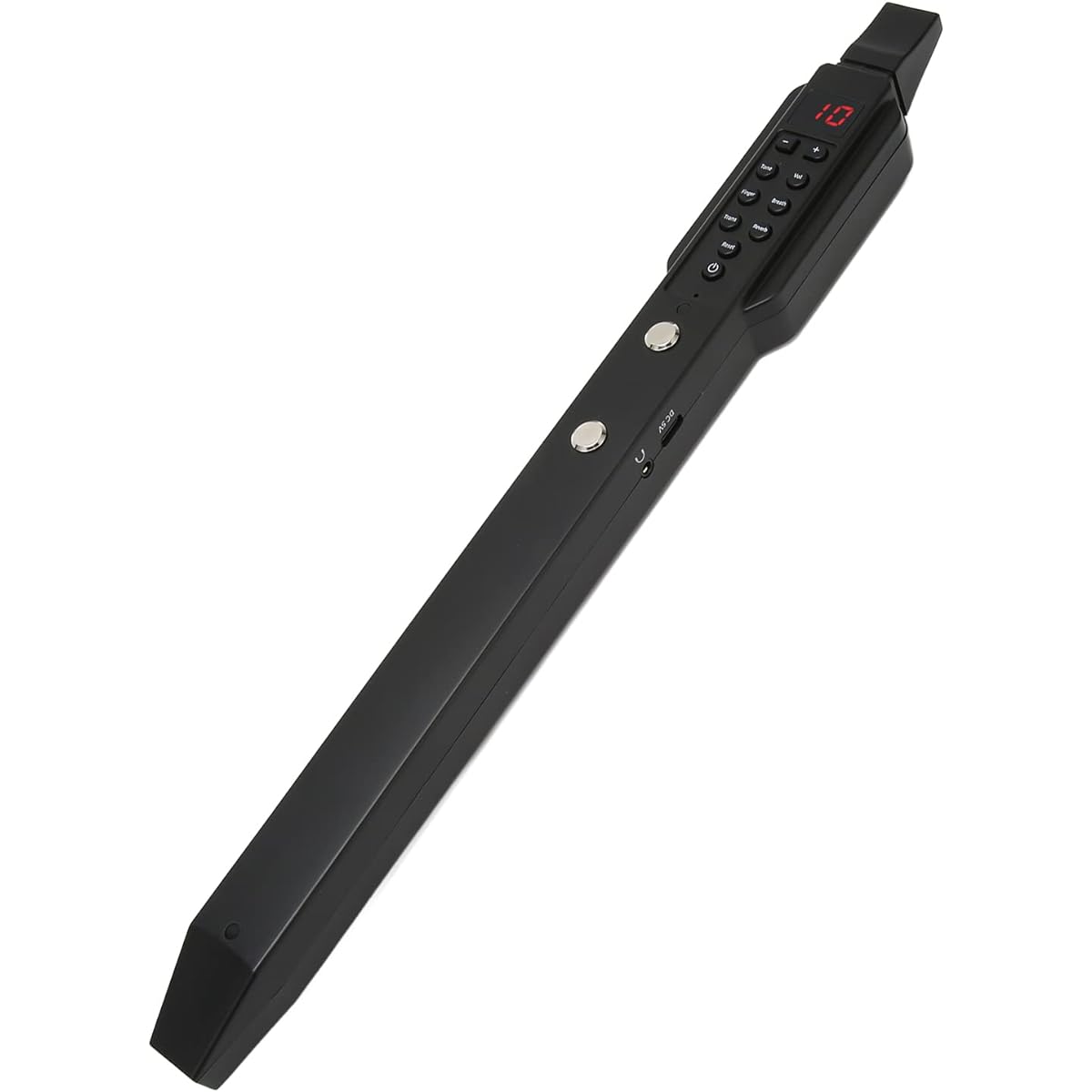 Digital Wind Instrument, Mini Electronic Wind Instrument Set with 2 Nozzles, Built-in 10 Instrument Sounds, Supports MIDI Connection, Plays for 4 Hours (Black)