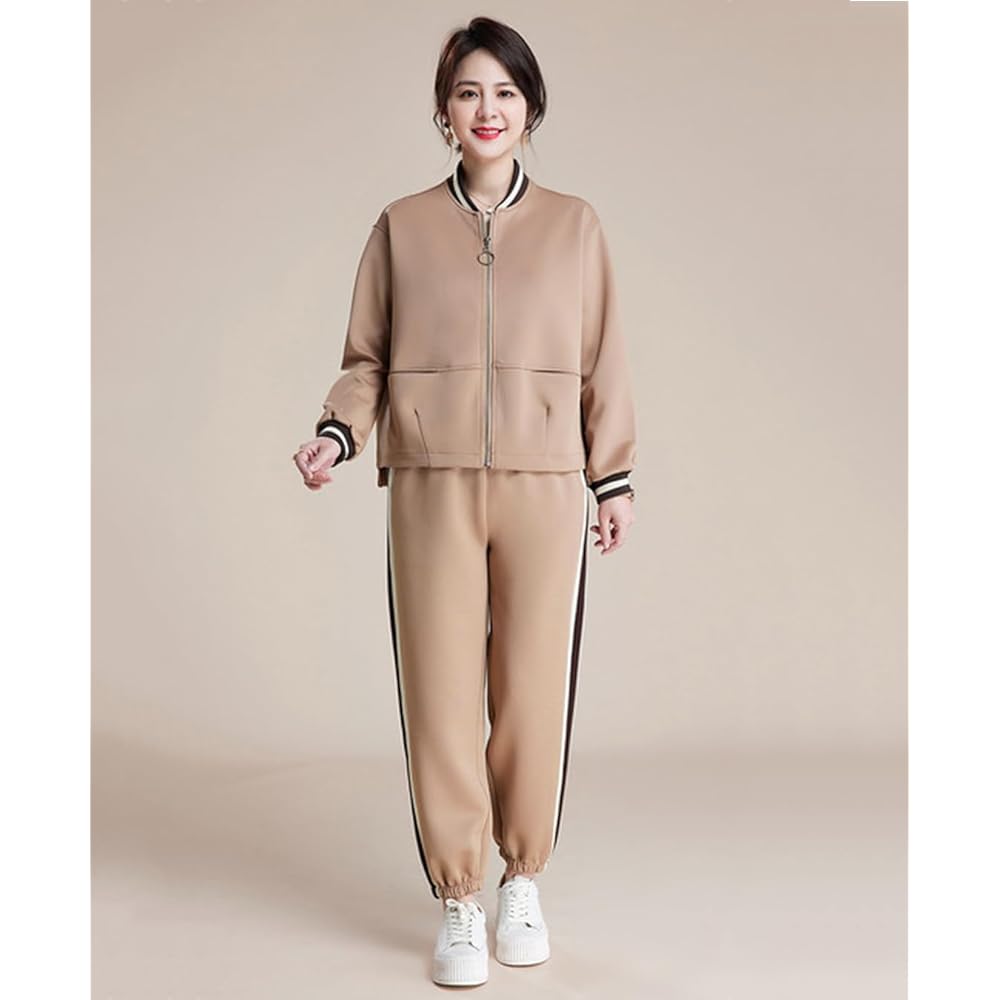 [Froyland] Women's Sweatshirt, Top and Bottom Set, Jersey Setup, Sweatshirt, Sportswear, Roomwear, Senior, Activewear, Casual, Loose, Large Size